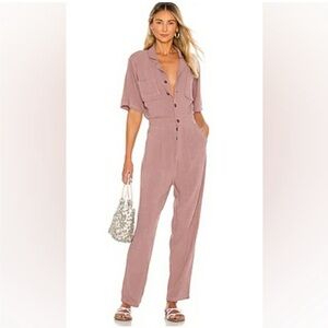 Free People Margot Short Sleeve Coverall Jumpsuit Small Mauve